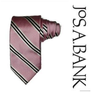 Jos. A Bank mens pink tie with black and white diagonal stripes NEW with tags